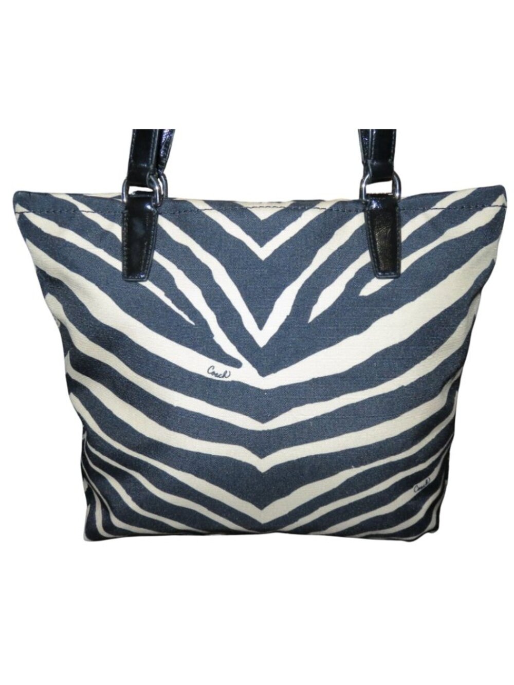 COACH 2013 Devin Zebra Stripe Animal Print Canvas Shoulder Bag Satchel Tote - Picture 2 of 10